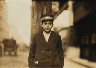 Richard Tuck, 13-year-old Western Union Messenger, Half-Length Portrait, Nashville, Tennessee, USA, Lewis Hine for National Child Labor Committee, November 1910