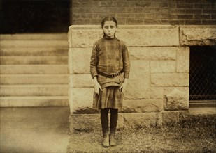 Irene Cohen, 10-year-old Newsgirl, Full-Length Portrait, Providence, Rhode Island, USA, Lewis Hine for National Child Labor Committee, November 1912