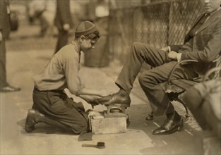 Tony, 12 years old, Shoe Shiner, Bowling Green, New York City, New York, USA, Lewis Hine for National Child Labor Committee, July 1924