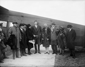 Charles Lindbergh with Group of People Standing next to Airplane, Washington DC, USA, Harris & Ewing, 1928