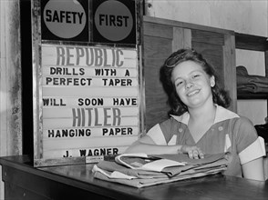 Female Factory Worker at Drill and Tool Plant that Manufactures Drills for use in all War Production Industries, Republic Drill and Tool Company, Chicago, Illinois, USA, Ann Rosener, Office of War Inf...