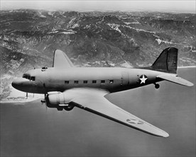U.S. Army Douglas C-47 Military Aircraft, In-Flight, Office of War Information, 1942