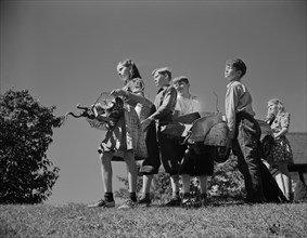 Group of Children Gathering Scrap Metal during Scrap Salvage Campaign, Roanoke, Virginia, USA, Valentino Sarra for Office of War Information, October 1942
