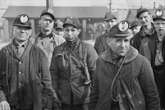 Miners at American Radiator Mine, Mount Pleasant, Pennsylvania, USA, Carl Mydans, U.S. Resettlement Administration, February 1936