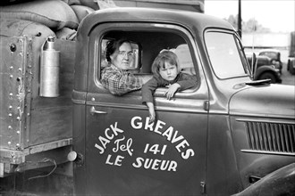 Family of Trucker Waiting while Truck is Being Loaded, Minneapolis, Minnesota, USA, John Vachon for U.S. Resettlement Administration, September 1939