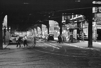 Street Scene under Elevated Railway, Chicago, Illinois, USA, John Vachon for Farm Security Administration July 1940