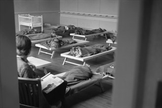 Children Sleeping in Nursery School, Arthurdale Subsistence Homesteads Project, Reedsville, West Virginia, USA, Edwin Locke for U.S. Resettlement Administration, December 1936