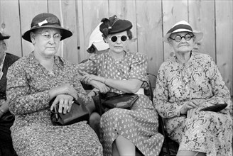 Three Women at 4-H Club Fair, Cimarron, Kansas, USA, Russell Lee, Farm Security Administration, August 1939