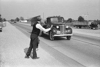Hitchhiker at City Limits, Waco, Texas, USA, Russell Lee, Farm Security Administration, November 1939