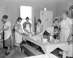 Women Volunteers Preparing School Lunch, Reedsville, West Virginia, USA, Elmer Johnson, Farm Security Administration, April 1935