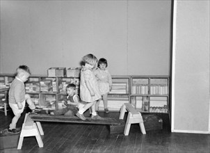 Children at Play at Nursery School, Reedsville, West Virginia, USA, Elmer Johnson, Farm Security Administration, April 1935