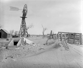 Drifting Soil in Farmyard, Hartley County, Texas, USA, Arthur Rothstein, Farm Security Administration, April 1936