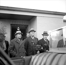 U.S. President Franklin Roosevelt with Resettlement Adminstration Head Rexford G. Tugwell (to Roosevelt's Right), at new Cooperative Housing Development, Greenbelt, Maryland, USA, Arthur Rothstein, Fa...