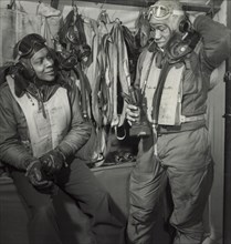 Two Members of 332nd Fighter Group, William A. Campbell, Tuskegee, AL, Class 42-F; Thurston L. Gaines, Jr., Freeport, NY, Class 44-G, Ramitelli, Italy, Toni Frissell, March 1945