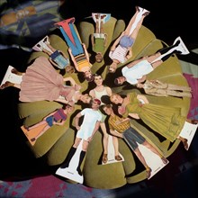 Male Paper Dolls in Circle, High Angle View