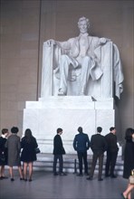 Tourists and Lincoln Memorial, Washington DC, USA, 1969