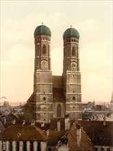 Frauenkirche, Munich, Bavaria, Germany, Photochrome Print, Detroit Publishing Company, 1900