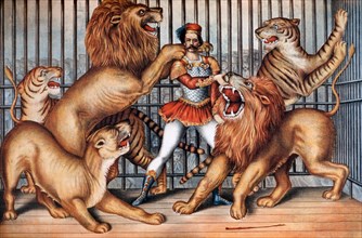 Lion Tamer, Circus Poster, 1873