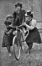 Three Women with a Bicycle, England, 1895