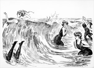 Women Swimming, "Plenty of Good fish in the Sea", Drawing by Charles Dana Gibson, circa 1902