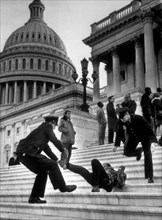 Police Dragging Demonstrator Down Capitol Building Steps During Civil Rights Demonstration, Washington DC, USA, March 15, 1965
