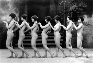 Seven Nude Women Standing in Line, circa 1925
