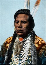 Curly, Crow Scout for General Custer at the Battle of Little Bighorn, Hand-Colored Photograph, circa 1876
