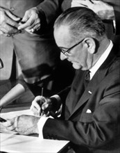 President Lyndon Johnson Signing Civil Rights Bill, 1964