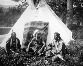 Blackfoot Chiefs Seated Outside of Teepee, Montana, 1915