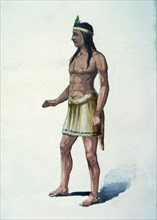 Aztec Warrior, Watercolor Painting by William L. Wells for the Columbian Exposition Pageant, 1892