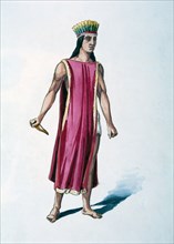 Aztec Priest,  Watercolor Painting by William L. Wells for the Columbian Exposition Pageant, 1892