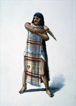 Aztec Priest of the Sun, Watercolor Painting by William L. Wells for the Columbian Exposition Pageant, 1892