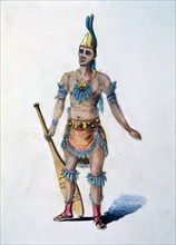 Aztec Rower, Watercolor Painting by William L. Wells for the Columbian Exposition Pageant, 1892
