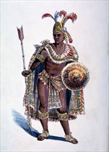 Montezuma, Aztec Emperor, Watercolor Painting by William L. Wells for the Columbian Exposition Pageant, 1892
