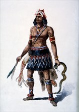 Moqui Warrior, Watercolor Painting by William L. Wells for the Columbian Exposition Pageant, 1892
