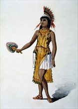 Caribbean Indian Woman Brought Back to Spain by Christopher Columbus, Watercolor Painting by William L. Wells for the Columbian Exposition Pageant, 1892
