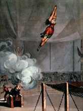 Woman Being Fired from a Cannon, Lithograph