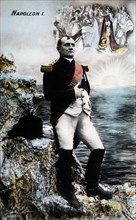 Napoleon Bonaparte on St. Helena, Hand Colored Lithograph