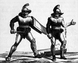 Roman Gladiators, Engraving, 1882