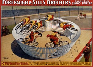 Forepaugh and Sells Brothers Poster, The 7 Wild Wheel Whirl Wonders