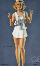 Sexy Nurse with Medicine, "Easy to Take", Mutoscope Card, 1940's