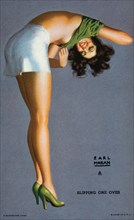 Woman Taking Shirt Off, "Slipping One Over", Mutoscope Card, 1940's