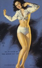 Sexy Woman Standing, "All in Favor of this Motion say Ah", Mutoscope Card, 1940's