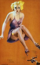Fallen Woman, "Forced Landing", Mutoscope Card, 1940's