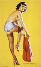 Woman Getting Dressed, "French Dressing", Mutoscope Card, 1940's