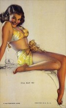 Seated Sexy Woman,  "I'll Say So", Mutoscope Card, 1940's