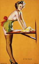 Woman Kneading Dough, "In the Dough", Mutoscope Card, 1940's