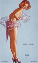 Woman Draped in Plastic, "A Neat Package", Mutoscope Card, 1940's
