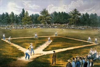 American Game of Baseball, Currier & Ives, Lithograph, 1866