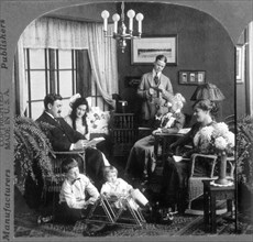 American Family at Home, Single Image of Stereo Card, circa 1900
